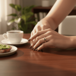 Geel gouden ring met blauwe diamant