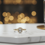 Gouden ring met aquamarijn en diamant