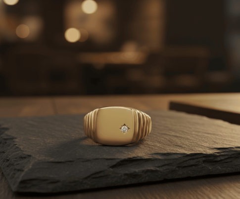 Christian geel gouden diamanten cachet ring