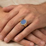 Christian goud cachet ring met lagensteen
