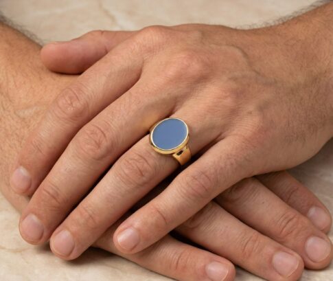 Christian goud cachet ring met lagensteen