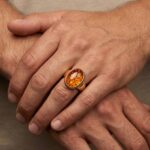 Christian Design gouden ring met barnsteen