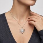 Wit gouden collier en zirkonia zonnehanger