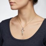 Bicolor gouden zirkonia sleutel hanger