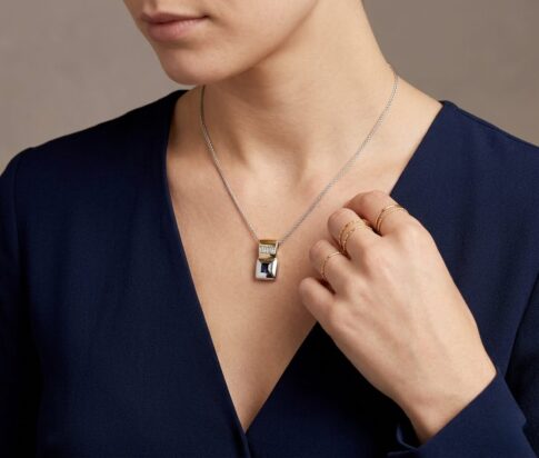 Bicolor saffieren hanger met diamanten