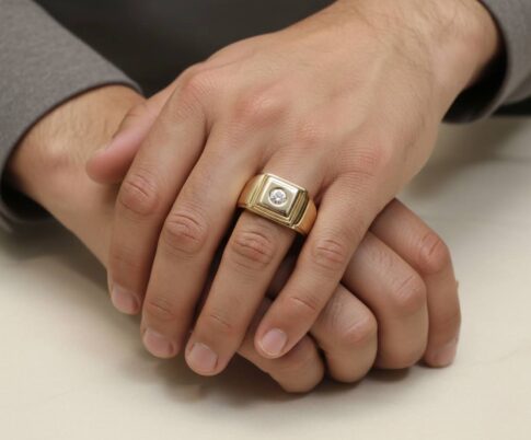 Cachet ring met diamant