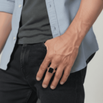 Gouden cachet ring met heliotroop