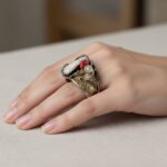 Zilveren ring met parel en rhodoniet