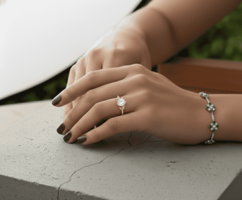 14 karaats gouden ring solitair met zirkonia