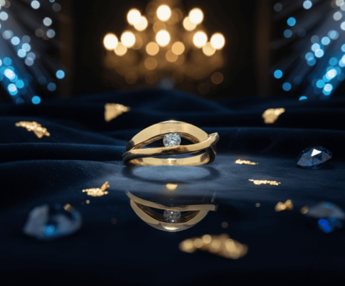 Geel gouden ring met wit diamant