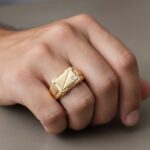 14 karaat gouden cachet ring met diamant