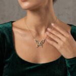 14 karaat zirkonia vlinder hanger