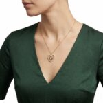 Gouden zirkonia harten slot hanger