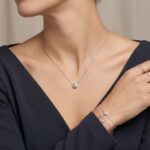 14 karaat wit gouden ketting solitaire
