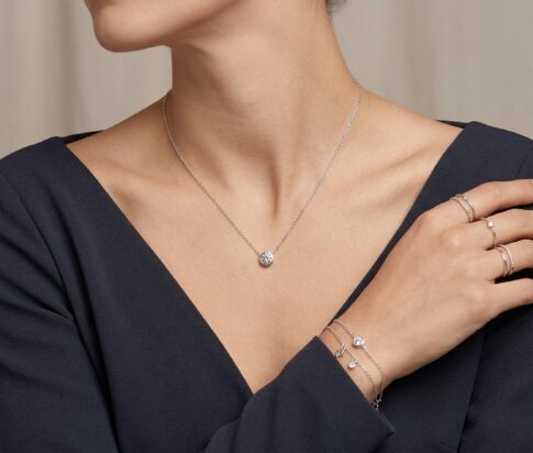 14 karaat wit gouden ketting solitaire