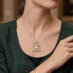 Gouden zirkonia vogelkooi hanger