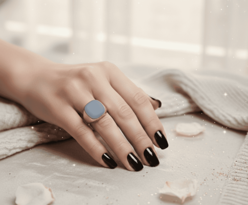 Gouden lagensteen cachet ring