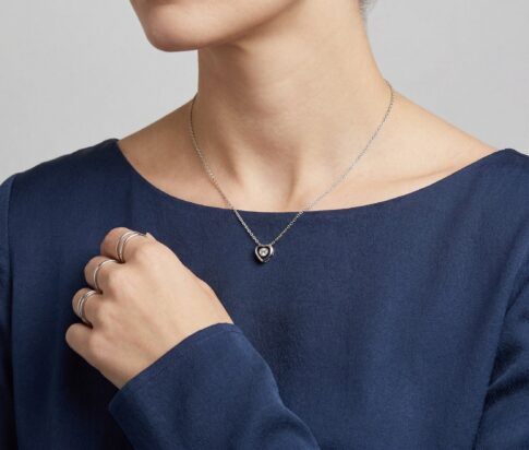 14 karaat wit gouden ketting hart