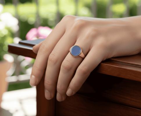 Christian goud cachet ring met lagensteen