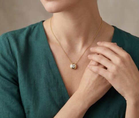 Gouden solitair zirkonia hanger