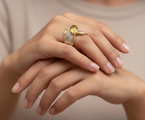 Zilveren double ring met citrien