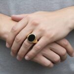 Christian geel gouden zegelring met onyx