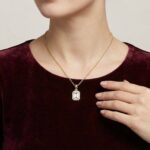 Gouden zirkonia baguette hanger