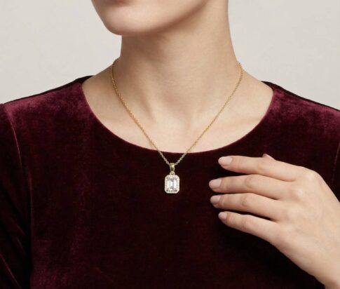 Gouden zirkonia baguette hanger