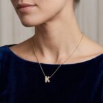 Gouden ketting met K zirkonia hanger