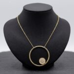 Gouden ketting met zirkonia cirkel hanger