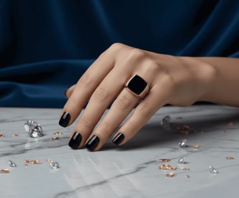 Geel gouden heren zegel ring met onyx