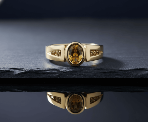 Geel gouden ring met citrien