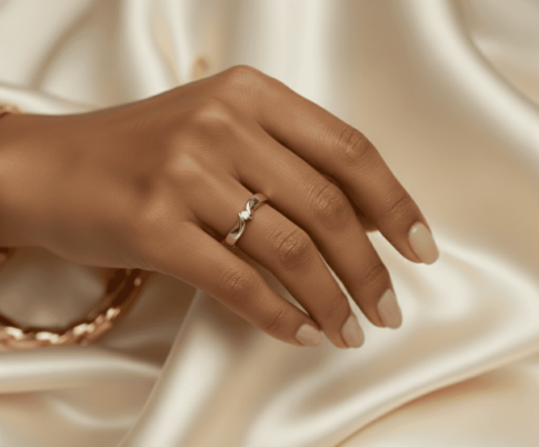 Bicolor slag ring met briljant