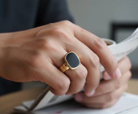 Christian gouden onyx zegelring