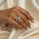 Zilveren ring met labradoriet en rookkwarts