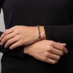 Massieve bicolor armband met keramiek