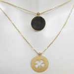 Gouden dubbele klavertje vier hanger