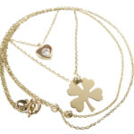 Gouden hart en klaver hanger