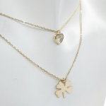 Gouden hart en klaver hanger