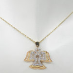 Tricolor gouden zirkonia engel hanger