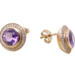 18 karaat rose gouden diamanten oorbellen