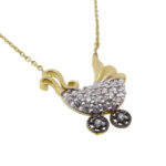 Bicolor gouden babywagen met ketting