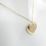 Geel gouden zirkonia hart hanger