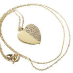 Gouden halve zirkonia hart hanger
