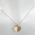 Gouden halve zirkonia hart hanger