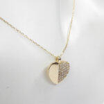 Gouden halve zirkonia hart hanger