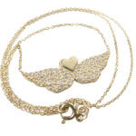 Gouden hart met zirkonia vleugels hanger