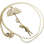 Gouden meisje met zirkonia paraplu hanger