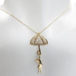 Gouden meisje met zirkonia paraplu hanger