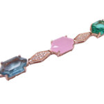 Zilveren rose double armband met synthetische edelstenen